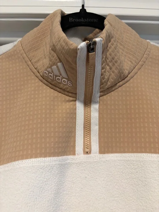Adidas Women’s Half-Zip Fleece Pullover - White & Tan - Picture 2 of 4
